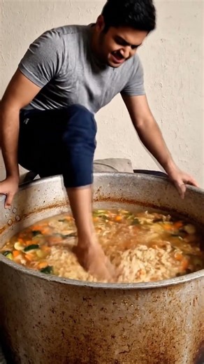 Hot bath in a Chicken Noodle Soup Jacuzzi - AI Generated / Baño caliente en un jacuzzi de sopa 🥰​😂​