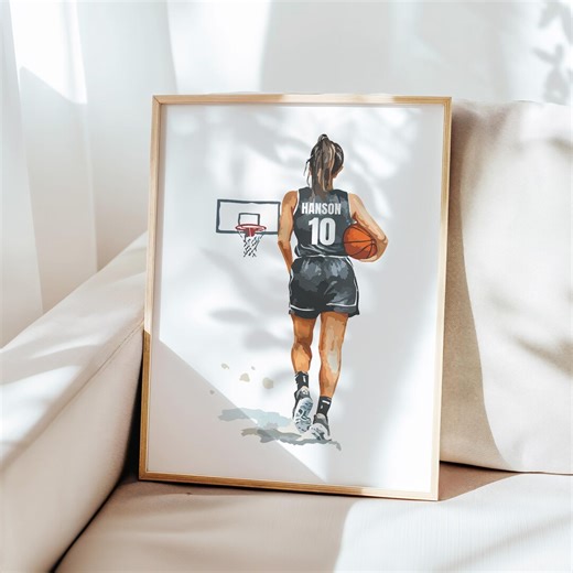 Personalized Basketball Girl Print, Custom Name & Number, Basketball Print Gift for Girls - Etsy