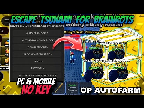 Escape Tsunami For Brainrots Script *NO KEY* - TP TO END, AUTO OBBYS, DUPE, AUTO FARM TELEPORT