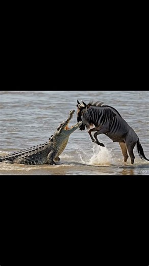 Deadly Crocodile Attack at the River! Wildebeest Barely Survives 😱