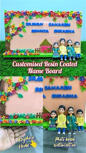Whatsapp To Order👉 8340067297💞👩‍❤️‍👨Customised Resin Coated Name Board Made With Clay #clayart
