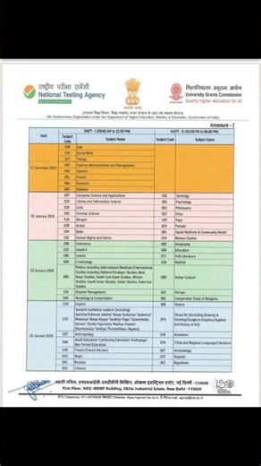 UGC NET SUBJECT WISE EXAM DATE DECEMBER 2025#ugc #net #jrf #ntanet #nta #examdate