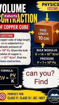 Volume Contraction of Copper Cube | Bulk Modulus Numerical | Physics Short #Shorts