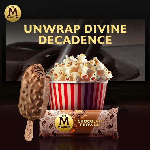 This is the sign you need to host a movie night and make it a luxurious affair with cozy blankets, dimmed lights, and of course, the irresistible Magnum Chocolate Brownie. ​ Unwrap divine decadence: https://unlvr.co/C9KNmo | Magnum