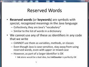 reserved words