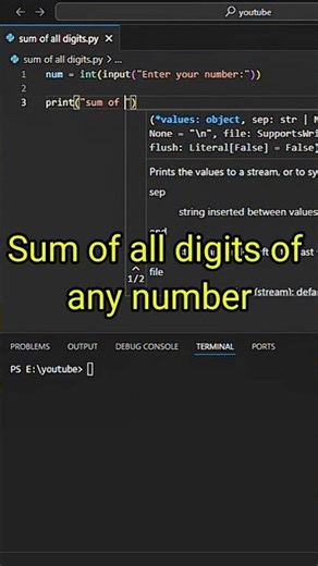 Beginner Python Hack: Sum of Digits Using Loop. #shorts