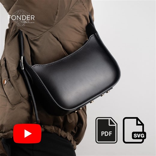 Leather Baguette Bag PDF Pattern, DIY Hobo Shoulder Purse SVG Template With Video Tutorial - Etsy