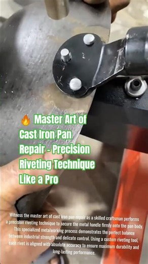 🔥 Master Art of Cast Iron Pan Repair – Precision Riveting Technique Like a Pro #machine #short
