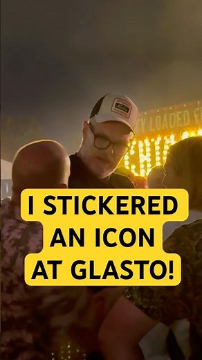 Stickerbombing an Icon at Glastonbury