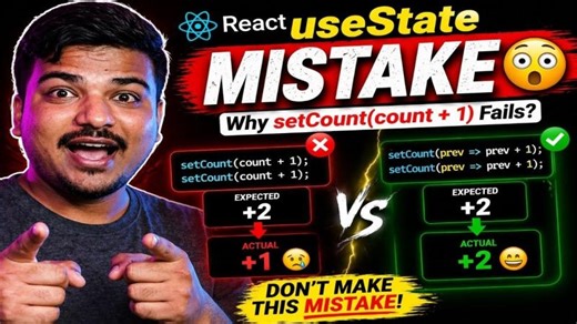 React useState Mistake 😳 Why setCount(count + 1) Fails? | Tapas Sahoo