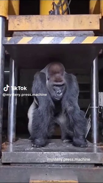 Gorilla vs press machine #ai #realistic #fyp #cute #gorilla | Machines