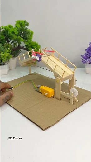 New Type Folding bridge mechanism with Dcmotor #youtubeshorts #tech #schoolproject #diy #project