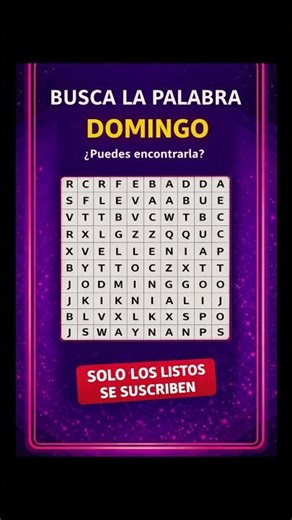 El 90% NO encuentra la palabra DOMINGO 😳 | Sopa de letras #shorts #domingo