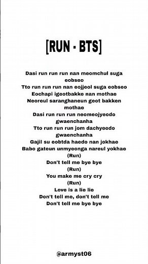 bts - run (lyrics)
