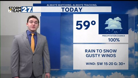 Sharp temperature drop and the return of snow showers