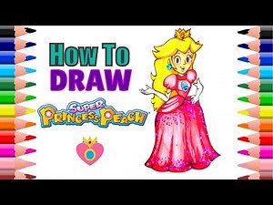 How To Draw Princess Peach Step By Step Easy with GLITTER