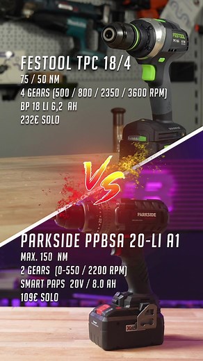 Festool TPC 18/4 vs Parkside Performance PPBSA 20-Li A1 Comparison