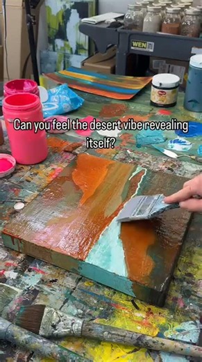 Can You Feel the Desert Vibe in This Abstract Painting 🌵🎨 #AbstractArt #DesertArt #ArtShorts