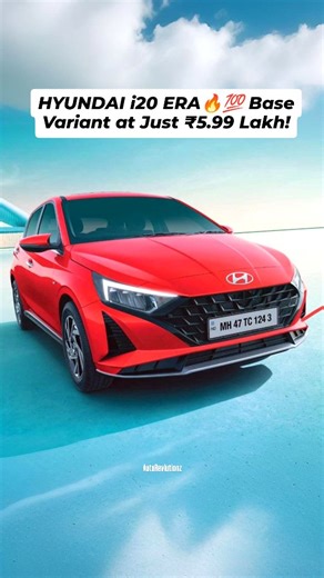 Auto Revlutionz on Instagram: "🚗💰 Hyundai i20 ERA – Base Variant at Just ₹5.99 Lakh! Hyundai i20 ERA ab entry-level buyers ke liye aur accessible ho gayi hai with a starting price of ₹5.99 lakh. Clean design, spacious cabin, smooth petrol engine aur Hyundai ki trusted reliability—daily city use ke liye perfect combo. Essentials jaise power steering, front power windows, manual AC aur solid ride quality milti hai. 🤔 Kya i20 ERA aapke budget ka best pick ho sakti hai? 👉 Comments mein apni राय 