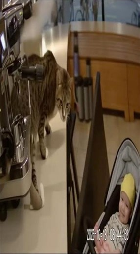 Cat Spots Snake on CCTV Intense Standoff Moment