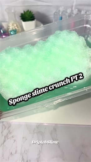 PT 2 of sponge slime crunches . YOU DONT WANT TO MISS IT!!!! #slimes #satisfyingslime #slimeasmrvideo #spongeslime