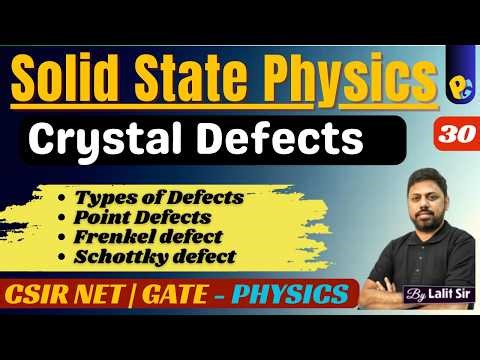 Lec 30 | Solid State Physics | Crystal Defects (Point Frenkel Schottky) | CSIR NET