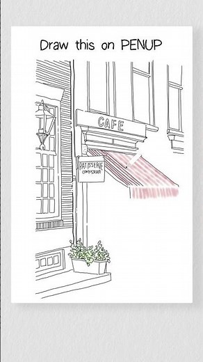 [PENUP] Live Drawing : How To Draw 'A street with a cafe'