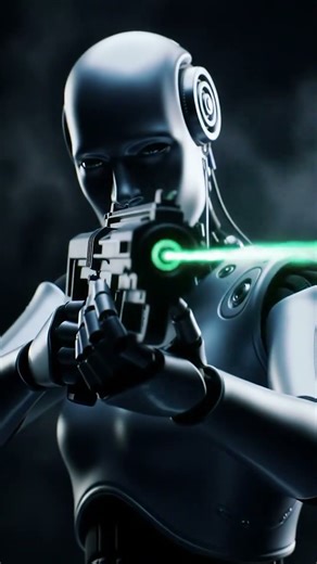 Cybernetic Warrior Robot Unleashes Fiery Barrage