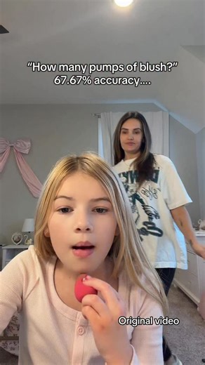 Nisha Noelle✨relatable/ family/trends✨ on Instagram: "How many pumps of blush?  #momanddaughter #trend #grwm"