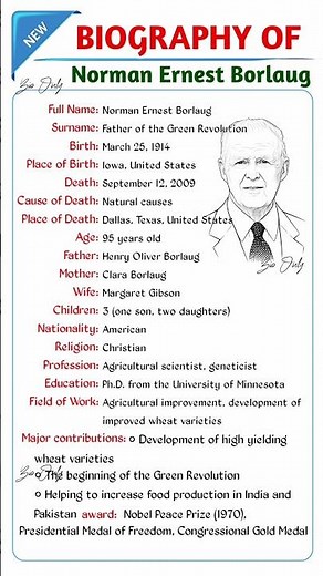 Norman Ernest Borlaug Biography | Father of Green Revolution | Nobel Peace Prize Winner