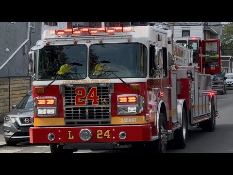 ⁴ᴷ *** WEST PHILLY NEW TRUCK *** PFD Engine 41 New Ladder 24 Responding to an accident { FQ + H }