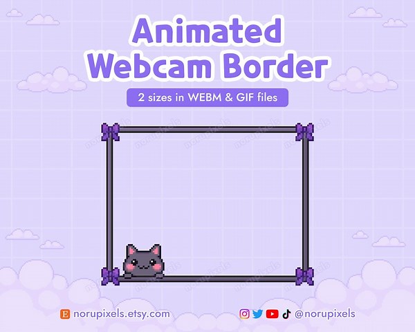 Black Kitty Webcam Border for Twitch Stream | Kawaii Cat Twitch Animated Webcam Border | Stream Webcam Frame Overlay - Etsy