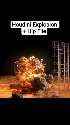 Realistic Explosion in Houdini 21 (Pyro + RBD Destruction) #explosion #houdinifx #vfx #simulation