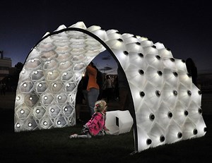 design lab workshop's solar bytes pavilion reacts to solar exposure