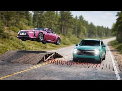 Cars vs Spikes BeamNG Drive Challenge! #Part 2