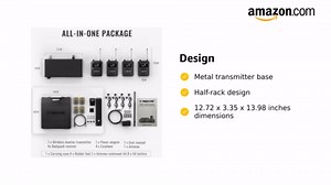 Phenyx Pro Wireless In-Ear Monitor System, Dual IEM for Musicians, Mono Stage Monitor, Metal w/ 4 Bodypacks, 50 UHF Frequencies, Rack Mount, 164ft Range, for Studio/Band (PTM-11-4B)