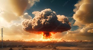 A powerful explosion of an atomic bomb