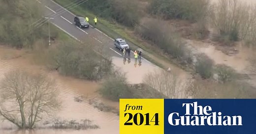 UK storms: aerial view of Bristol flooding - video