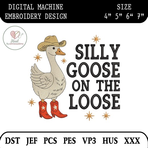 Silly Goose on the Loose Embroidery Design, Cowboy Goose With Hat Boots, Western Farm Animal, Machine Embroidery File - Etsy