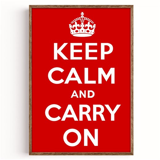Keep Calm and Carry on Poster - WWII British Propaganda Art Print - Red Wall Art - Etsy UK