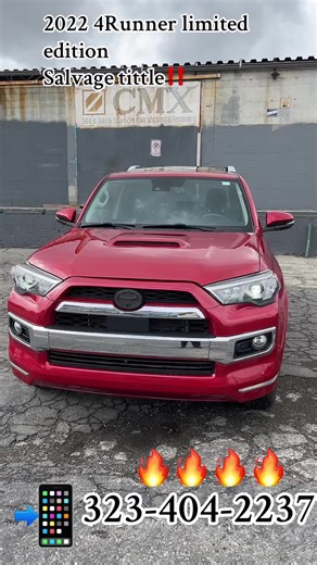 2022 Toyota 4Runner Limited edition Salvage title‼️ Cash only‼️ 4x4 Apple car play 23k MILES ONLY!!! Sun roof Leather seats Heater seats Front camera Roof rack 5 passenger 6 cylinder Back up cameras Automatic Adaptive cruise control Blind spot monitor Bluetooth #fyp #carrosdeventaencalifornia #toyota4runner#losangeles #autosalvage