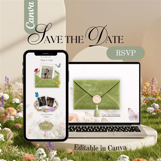 Butterfly Wedding Website Template Canva | Save the Date Digital Invitation With RSVP | Floral Elegant Design | Elegant Romantic Design - Etsy