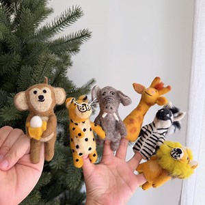 Safari Animal Finger Puppets, Felt Lion, Felt Giraffe, Fel Cheetah, Felt Elephant, Felt Zebra, Felt Monkey, Felt Rhinos - Etsy