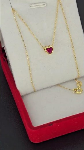 Collar Oro 18k Corazon Blanco Rosa Rojo 45 Cm Y 1.2 Gr C2132