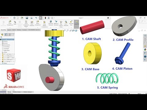 Solidworks CAM and Spring motion animation design | Solidworks assembly | Solidworks tutorial