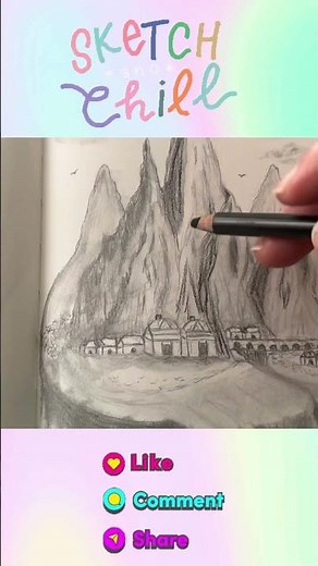 How to Draw a Fantastic Floating Island | Graphite and Charcoal Drawing