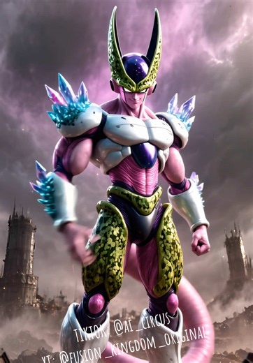 Mega Dragon Ball Z Fusion of #cell and #frieza and #majinbuu 😳😳😳 WHO CAN BEAT HIM? 😱 #aiart #dragonball