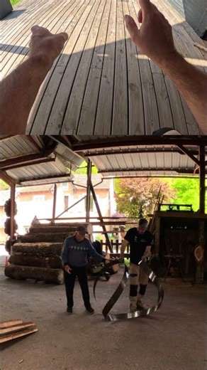 How to bend a large bandsaw blade #shorts #sawmill #wood #workshop #woodworking