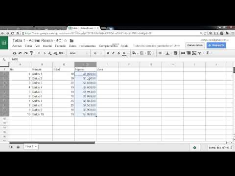 3 - Tabla 1 - Hoja de Calculo Google Drive