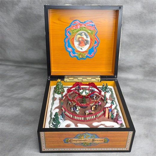 Mr Christmas Music Box Moving Carousel Compliments of the Season Vintage, Works - Etsy UK
